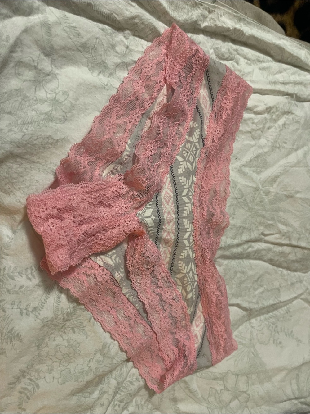 Victoria's Secret Pink Lace Bikini Panty with Sheer Trim